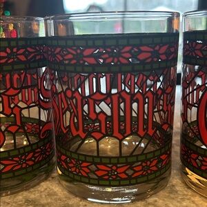 3 Vintage Houze Seasons Greetings glasses